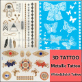 Etiquetas engomadas especiales del tatuaje del color para las manos etiqueta engomada atractiva j032 del tatuaje del cordón del tatuaje blanco de la alheña de la flor